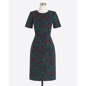 J.Crew Dark Wine Floral Print Short Sleeve Sheath Dress Size 20 2X Plus Sz Fall